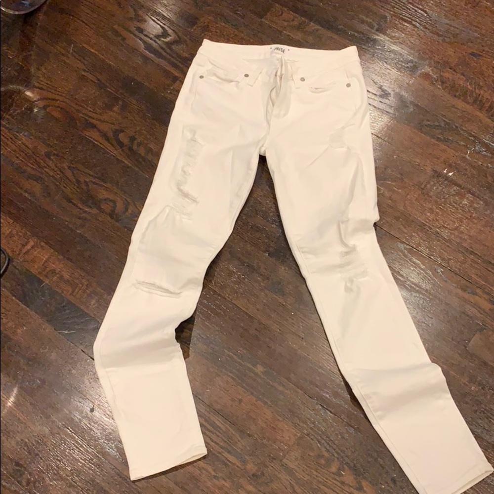 White distressed skinny jeans by Paige
